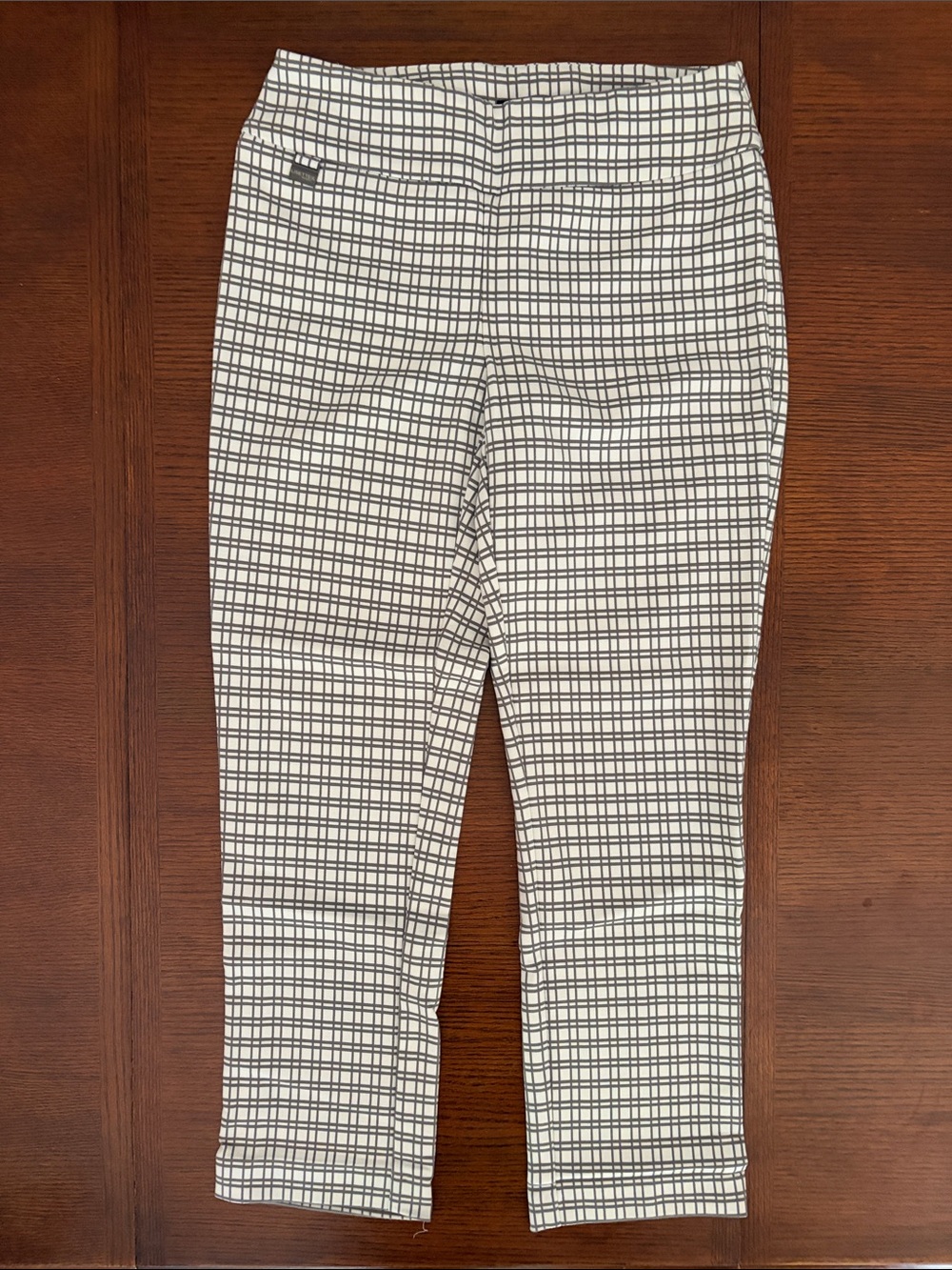 LISETTE L White and Black Grid Cropped Pants